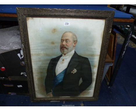 An ornately framed Print depicting a three quarter Portrait of His Majesty King Edward VII. 23 1/4" x 29 1/4".