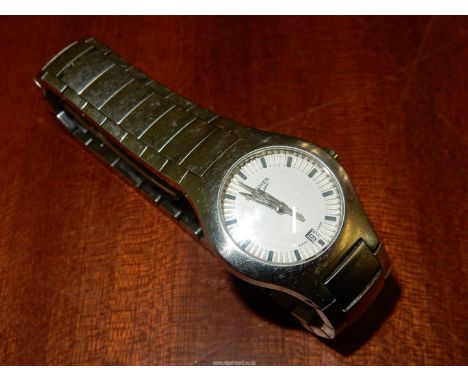 A lady's Longines stainless steel Wristwatch having a cream face with sweep second hand and date window at the six o'clock po