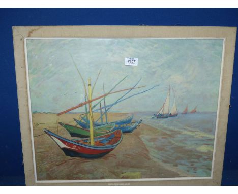A 1960's Van Gogh print 'Fishing boats on the beach'.