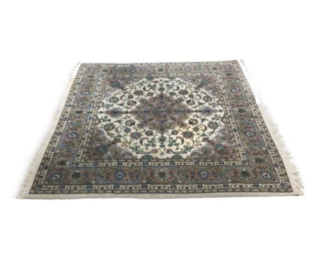 Good handmade Persian Kashan square carpet, 76" square