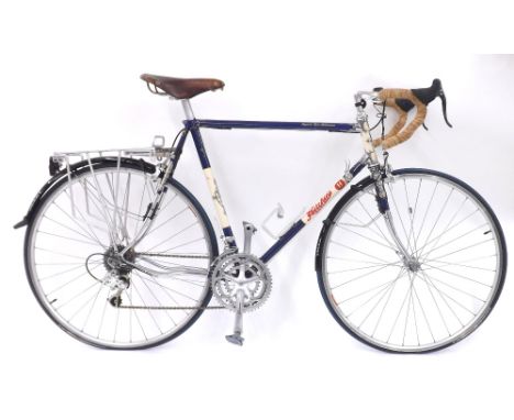 Rare and good Hetchins Magnum Opus Millennium, twenty-seven speed bicycle, limited edition no. 2001, circa 2000, blue and cre