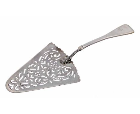 George III pierced silver serving slice, the handle cast with a Chinese mythical dolphin, maker Edward Aldridge II, London 17