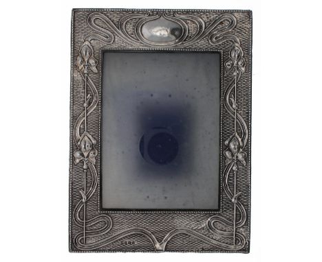 Art Nouveau silver easel picture frame, maker Charles S Green &amp; Co. Birmingham 1904, 12" x 9" 
