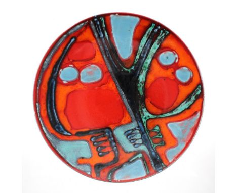 Poole Pottery Delphis studio charger, marked Poole, England 5 to base, 14" diameter 