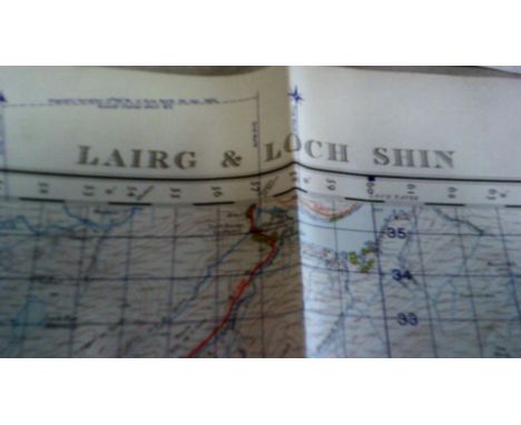 Map-Scotland-Laig + Loch Shin- War Office Edition-Ordnance survey map - sheet 16- published 1950-mint condition