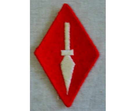 British WWII 1st Corps Cloth insignia patch, white on red