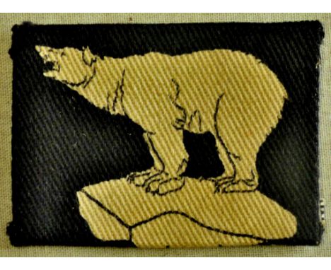 British WWII 49th Infantry Division Cloth Patch insignia, printed variant, white on black
