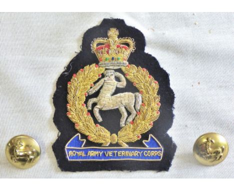 British Royal Army Veterinary Corps Cloth Blazer patch QC, fantastic gold braid. With two WWII era Royal Veterinary Corps but