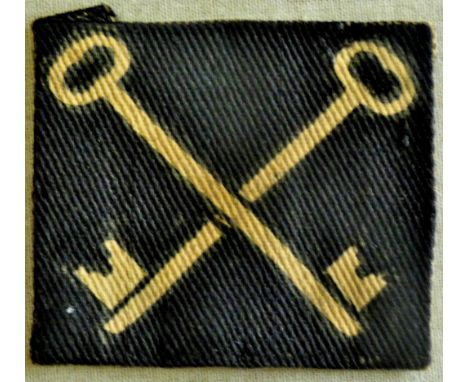 British WWII 2nd Infantry Division cloth printed patch insignia, white on black