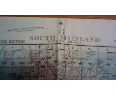 Map-Scotland War office Edition - ordnance Survey - sheet 4, south mainland (Shetland Islands) folded, mint condition, fair i