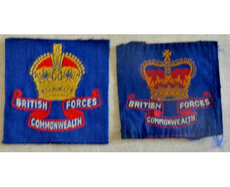 British WWII Commonwealth Forces cloth patch pair, KC and QC, a nice pair