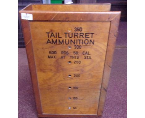 British WWII 50. Cal Tail Gun Anti Aircraft Ammunition Crate, in fantastic condition with all its stencilling very clear. A r