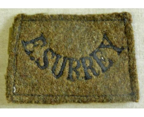 British WWII East Surrey Epaulette title for the battledress, an excellent example 