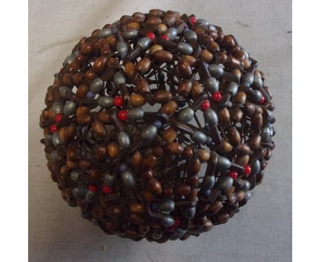 Norfolk Regiment Related item, said to be a Norfolk Regiment Prisoner of War made ball using safety pins and wooden beads. A 