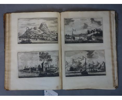 An early 19th century scrapbook of prints of engravings depicting architecture, Classical scenes, Africa, China and others, i