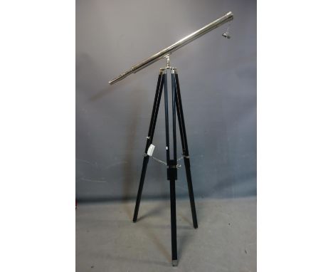 A contemporary telescope on adjustable tripod stand, H.165cm 