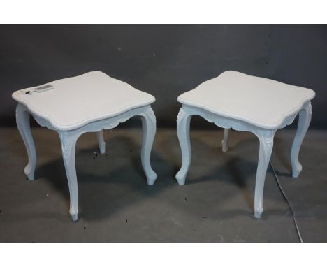 A pair of contemporary white painted lamp tables, H.51 W.51 D.51cm 