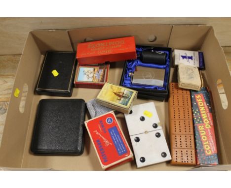 A COLLECTION OF PLAYING CARDS, DOMINOES ETC
