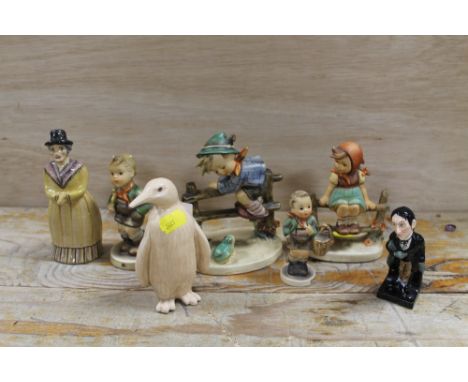 A QUANTITY OF FIGURINES TO INC GOEBEL, DOULTON STIGGINS AND A SYLVAC ? PENGUIN 