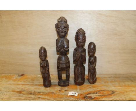 FOUR WEST AFRICAN NIGERIAN TRIBAL ART IBIBIO TRIBAL FIGURES