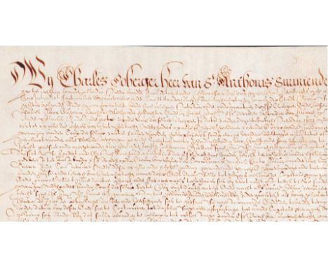 Groot vel velijn manuscript in het Vlaams te dateren +/- 1600. 51cm x 29cm, geplooid, in uitstekende staat.