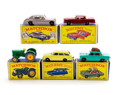 Matchbox: A collection of five boxed Matchbox Lesney 75 Series to comprise: 38 Vauxhall Victor Estate Car, 44 Rolls-Royce Pha