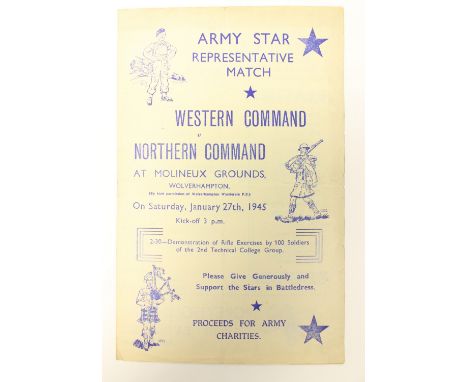 Army Star Representative Programme: A Western Command v. Northern Command, 27th January 1945, played at Molineux, Wolverhampt