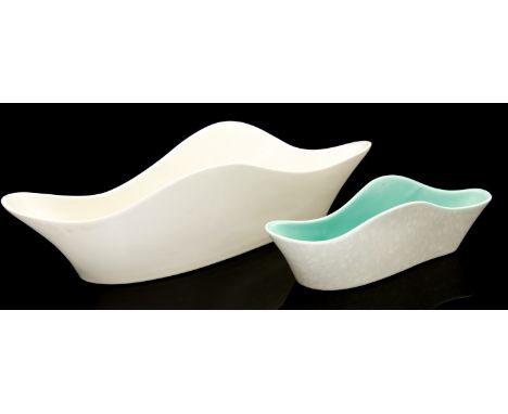 Alfred Read for Poole, a Freeform white matte glazed planter trough, together with a smaller version in mottled egg shell and