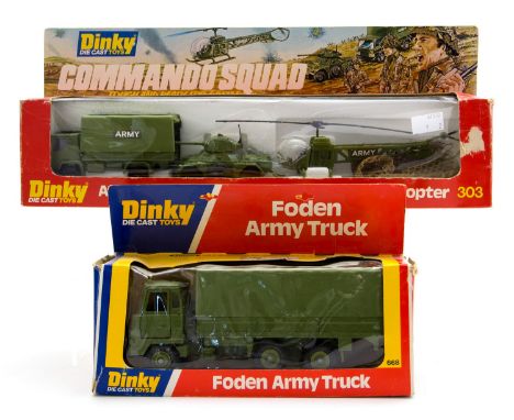 Dinky: A boxed Dinky Foden Army Truck, 668, together with a boxed Commando Squad, comprising an Army Truck, Armoured Car and 