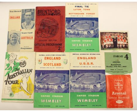 Miscellaneous Programmes: A collection of miscellaneous programmes to comprise: Brentford v. Arsenal, 18/4/1938, team changes