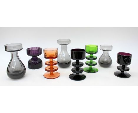 Ronald Stennett Willson for Wedgwood, Kings Lyn, a collection of glass candlesticks including three Sheringham two disc examp