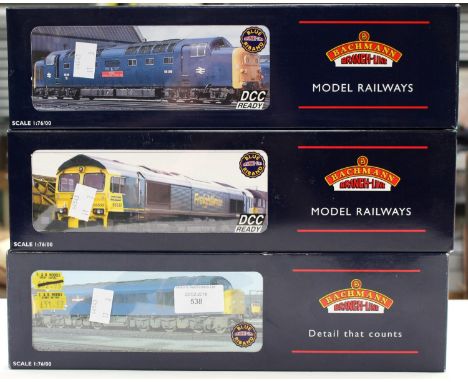 Bachmann: A boxed Class 46 Diesel 46 053 BR Blue, 32-701, a boxed Class 66 Diesel 66610 Freightliner, 32-726 and a boxed Clas