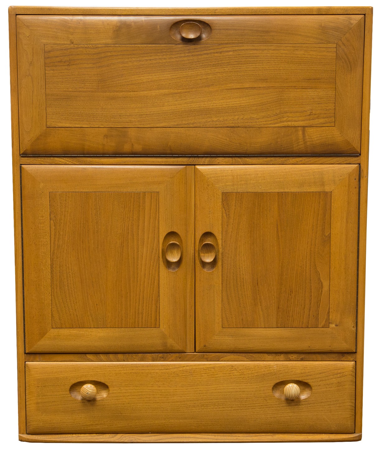 An Ercol Windsor Light Elm Bureau Cabinet The Fall Front Over