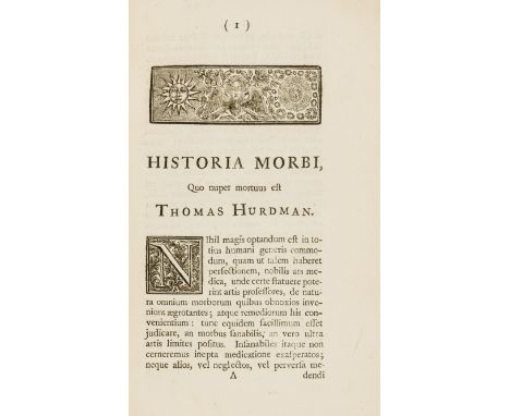 NO RESERVE Medicine.- Graeme (William) Historia Morbi..., half-title, by T.Warner, 1730 § [Cheyne (George)] A New Theory of A