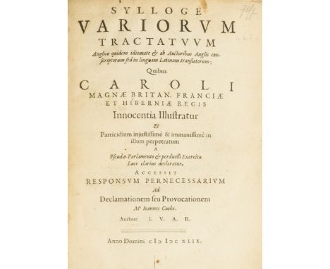 I. V. A. R.  Sylloge Variorum Tractatuum, Anglico quidem idiomate &amp; ab Auctoribus Anglis conscriptorum sed in linguam Lat