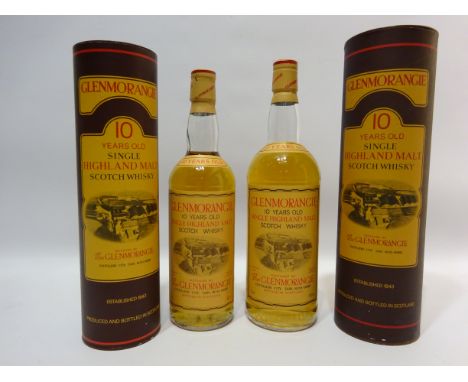 Glenmorangie single Highland malt Scotch Whisky, 10 years old, 43% vol, 1 litre, & 75cl, in card tubes, 2 bottles   Condition