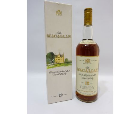 The Macallan single Highland malt Scotch Whisky 12 years old, matured in Sherry Wood, distilled & bottled by Macallan Distill