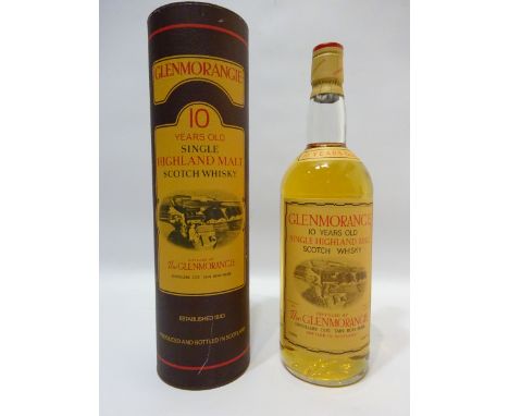 Glenmorangie single Highland malt Scotch Whisky, 10 years old, 43% vol, 1 litre, in card tube, 1bottle   Condition Report   C