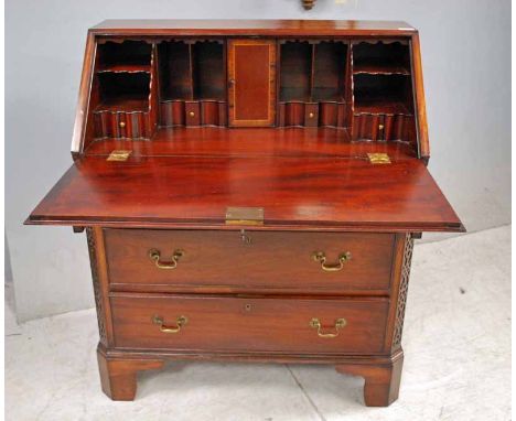 A good quality George III style mahogany Fall Front Bureau, typical form with nicely fitted interior behind the moulded edge 