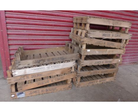 Twelve vintage wooden potato crates 