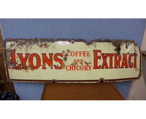 A vintage enamelled Lyons Coffee and Chicory Extract sign 