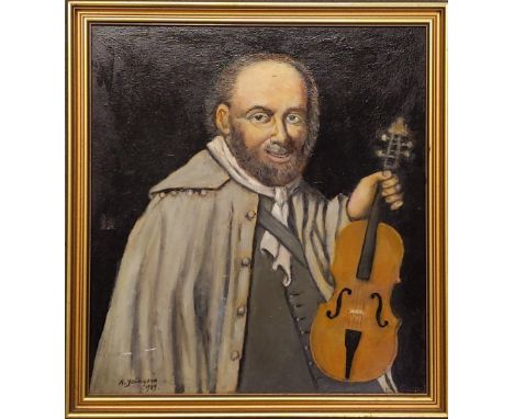 SCOTTISH SCHOOLPORTRAIT OF ALEXANDER YOUNGSON&nbsp;Oil on board, signed lower left, dated 1989, 45 x 41cm&nbsp;Together with 
