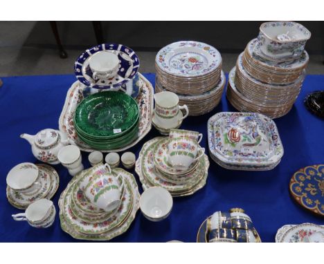 A Masons Ironstone dinner service, together with a Old Royal bone china teaset, cabbage ware plates, Coalport Ming Rose tea f