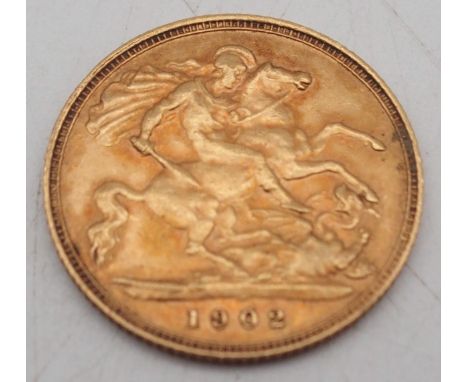 EDWARD VII&nbsp;½ Sovereign 1902 Obverse portrait of King Edward VII facing right legend around&nbsp;EDWARDVS VII D: G: BRITT