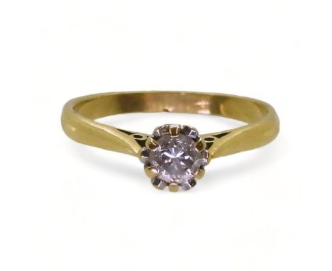 An 18ct gold diamond solitaire of estimated approx 0.25cts, finger size O, weight 2.7gms Condition Report:Available upon requ