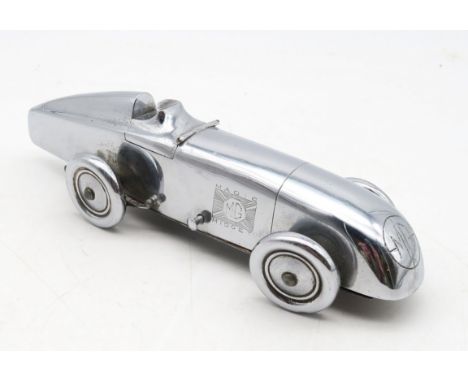 A chrome-plated Art Deco MG "Magic Midget" table lighter, marked to the underside "S&amp;M, Made in England, Pat. no. 373219 