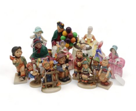 A collection of sixteen figures including Royal Doulton, Royal Worcester and Hummel&nbsp; Condition Report:Available upon req