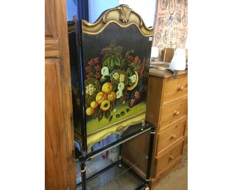 Fire screen and a glass top side table