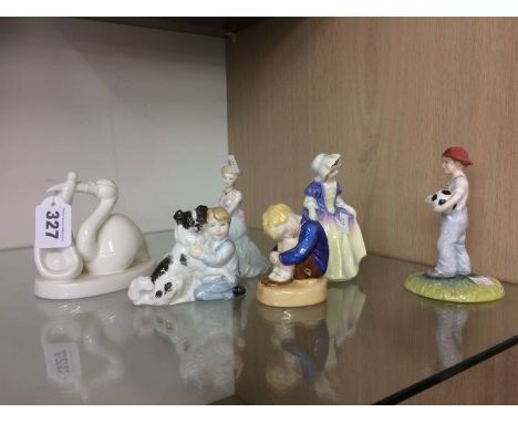 Worcester figure 'Sleep Boy' by Margaret Cane, Nos 2818 and a selection of Royal Doulton and Coalport figures
