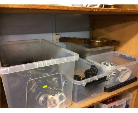 Four boxes including barometer, camera items etc.